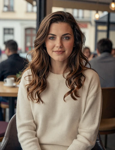 Elena, 34, verified Datempire member from Prague sipping coffee