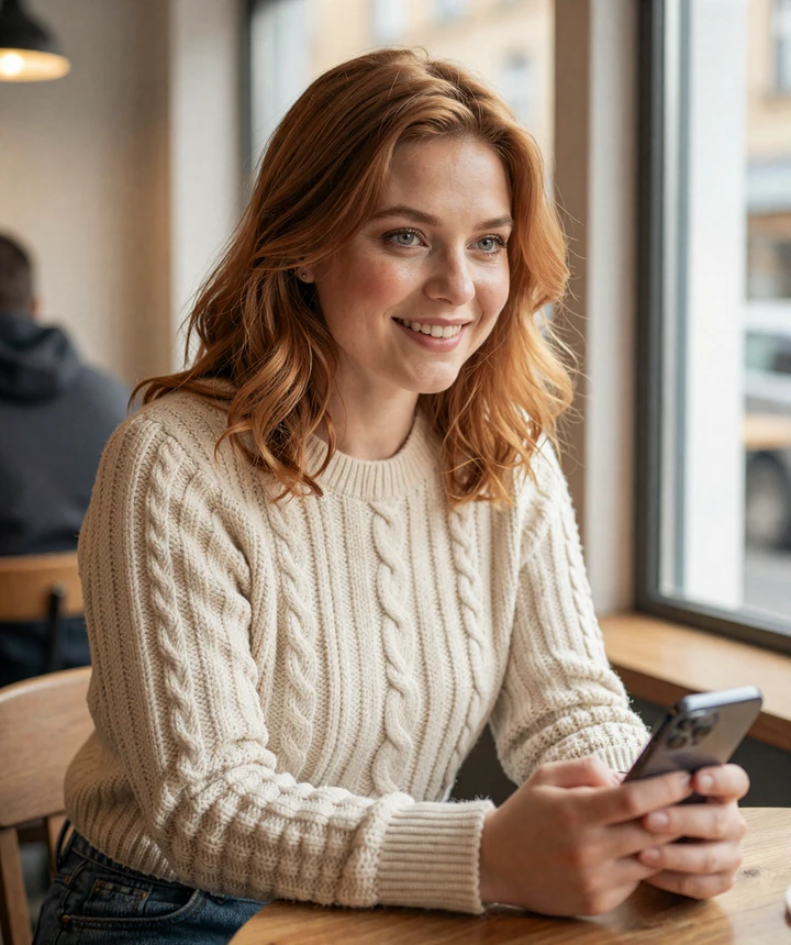 Valentina, 35, Datempire member from Bogota chatting from her home library